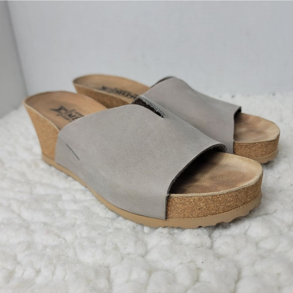 Mephisto Lisane Women’s Wedge Sandals Eu 37 Us 7 Gray Cork Comfort Shoes